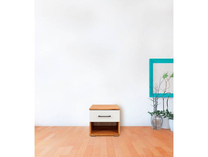Nachtschrank PRIESS Lissabon , braun (astkernbuche, lichtweiß), B:41cm H:37cm T:38cm, Holzwerkstoff, Schränke, Nachtschrank