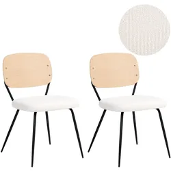ESSZIMMERSTUHL 2er Set Bouclé Cremeweiß Eileen