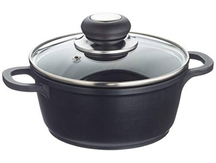 Krüger Aluguss Topf Delta Ø 16 cm (1,2 L) Fleischtopf mit Glasdeckel