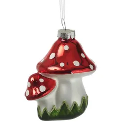MARELIDA Christbaumschmuck Fliegenpilze für Weihnachtsbaum Glas H: 8cm rot weiß