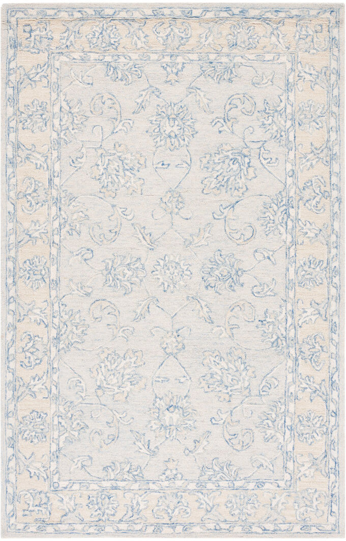 Bloomsbury Market Wool Hand Tufted Area Rug Blue / Beige Rectangle 183 X 274