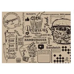 MONOUSO - Tischset aus Papier Kraft "Burger" 30x40cm 40g/m2 (500 Stück)