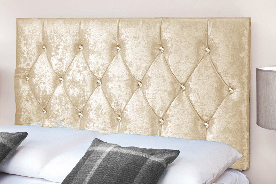 Fairmont Park Upholstered Velvet Headboard Cream Single