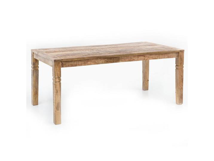 furnicato Esstisch Vollholz Rustikal 120x70x76 cm Braun (1-St), Schnitzereien am Tischbein Vollholz-Tisch für dein Esszimmer