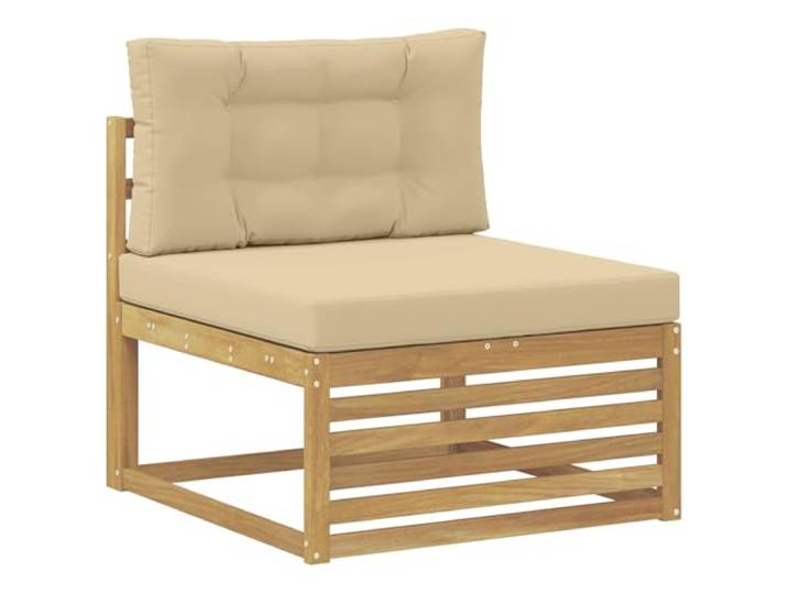 KTHLBRH Sofa-Set für den Außenbereich, 6-teilig, Weiß und Beige, Polyester Modular, Lattenrost-Design, stützende Rückenlehne, pflegeleicht, für Garten und Terrasse