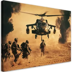 WANDBILD hubschrauber und soldaten