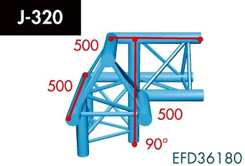 Expotruss X3k-30/h (Heavy Duty) J-320 3-Weg Ecke, Winkel 90°, Spitze Oben,