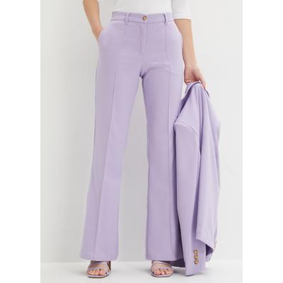 Anzughose BONPRIX, Damen, Gr. 40, N-Gr, lila (hellviolett), Web, Obermaterial: 66% Polyester, 33% Viskose, 1% Elasthan, regular fit lang, Hosen Anzughose, mit Elasthan-Anteil, Regular Fit, Flared Schnitt, eleganter Stil