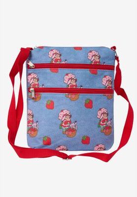 Women's Strawberry Shortcake Retro Denim Crossbody Bag Purse by Strawberry Shortcake in Blue (Size ONE SIZE)