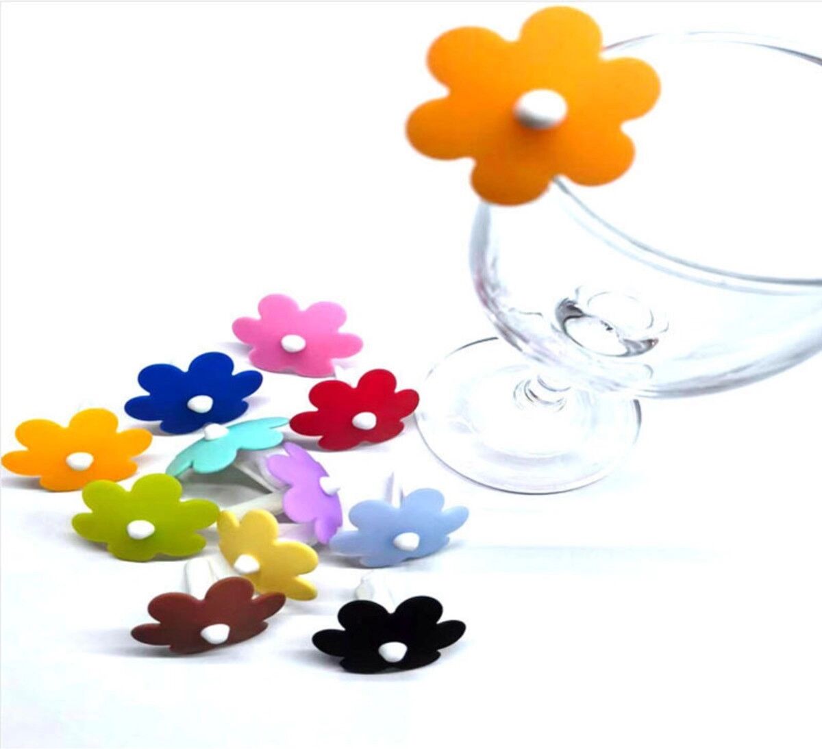 INF Silikon-Weinglasmarker Set – Wiederverwendbare mehrfarbige Regenschirm-Marker für Partys, Hochzeiten und Cocktails