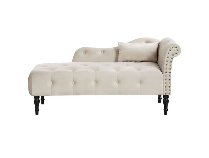 CHAISELONGUE-RECHTSSEITIGE Samtstoff Hellbeige Ivry