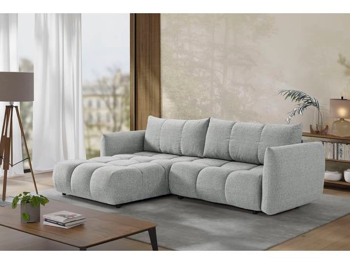Ecksofa EXXPO - SOFA FASHION Livonia, B/T: 260/187, modern & praktisch für kleine Räume , grau (stone), B:260cm H:87cm T:187cm, Sofas, Ecksofa, Mit Bettfunktion & Bettkasten,hoher Sitzkomfort,inkl. Steppung, L-Form