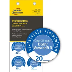 AVERY Zweckform Prüfplaketten 30,0 x 30,0 mm