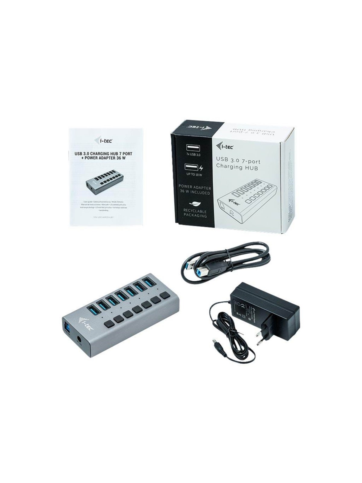 I-Tec USB 3.0 Charging HUB 7-Port - 36W - USB 3.0 USB-Hubs - 7 - Grau