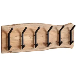 Massive Akazienholz Wandgarderobe, Baumkanten-Design. 100x13x29 cm | Kadima Design