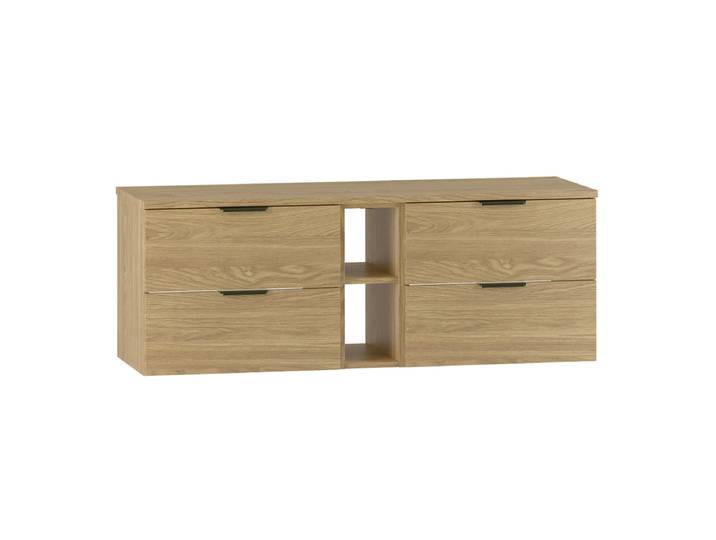 Meuble sous-vasque 140cm 2 niches plan de toilette Astrid Bois
