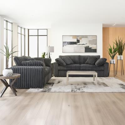 Roundhill Furniture Belvoir 2-Piece Living Room Set, Sofa and Loveseat
