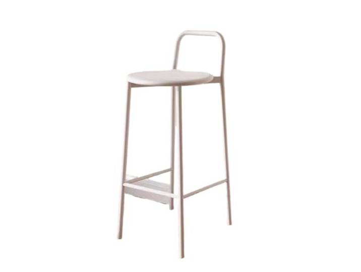 Höhenhocker Thekenstuhl mit Rückenlehne, hochbeiniger Stuhl 65 cm(Weiß)