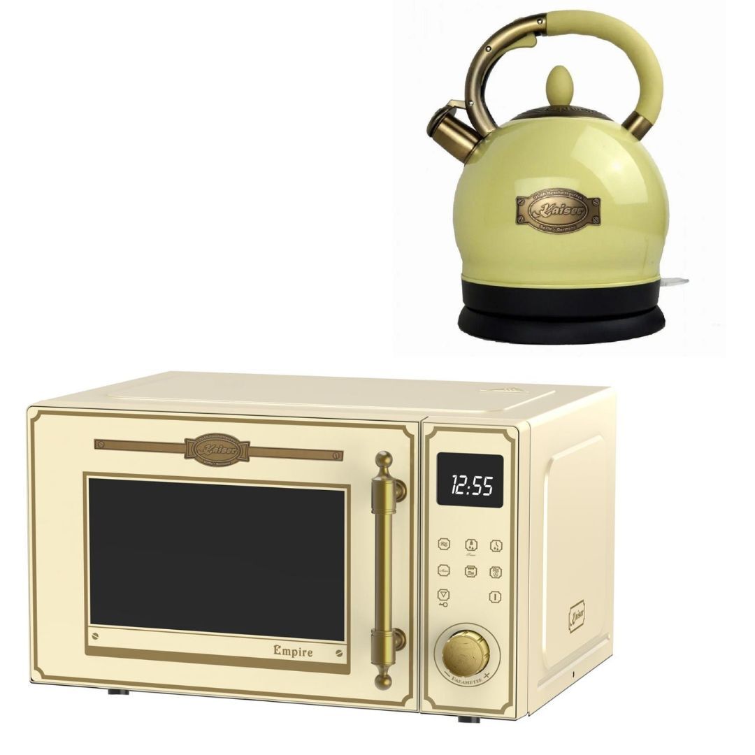 Kaiser Empire M 2530 ElfEm Mikrowelle 25L Mikrowellenherd mit Heißluft Grill 25 Funktionen + Wasserkocher WK 2000 ElfEm