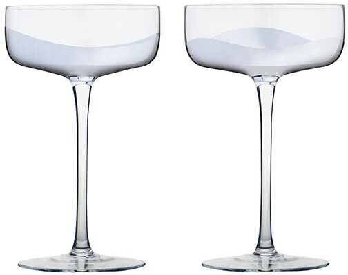 Anton Studios Anton Studio Designs Wave Set Of 2 Champagne Saucers Silver