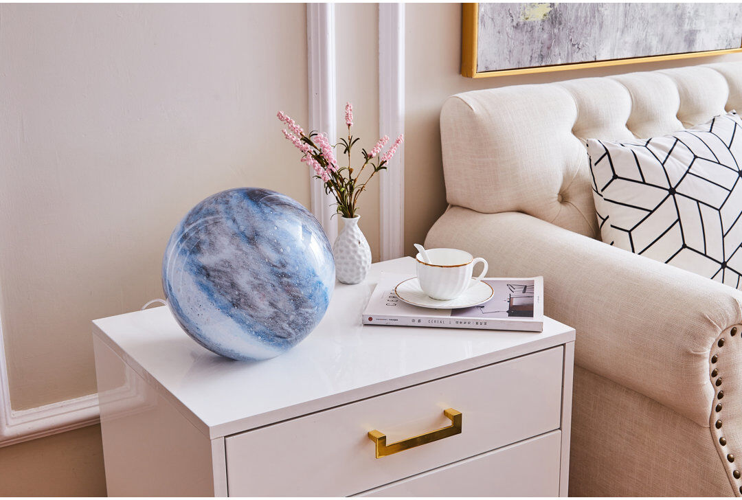 Brayden Studio Grisham Glass Globe Lamp Blue/Grey 24cm H X 25cm W X 25cm D
