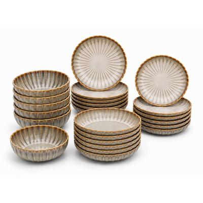 Teller-Set COSY & TRENDY "Astera, Geschirr-Set, 24-tlg.", beige, 24, Steinzeug, Geschirr-Sets, Steinzeug, für 6 Personen, rund, spülmaschinengeeignet