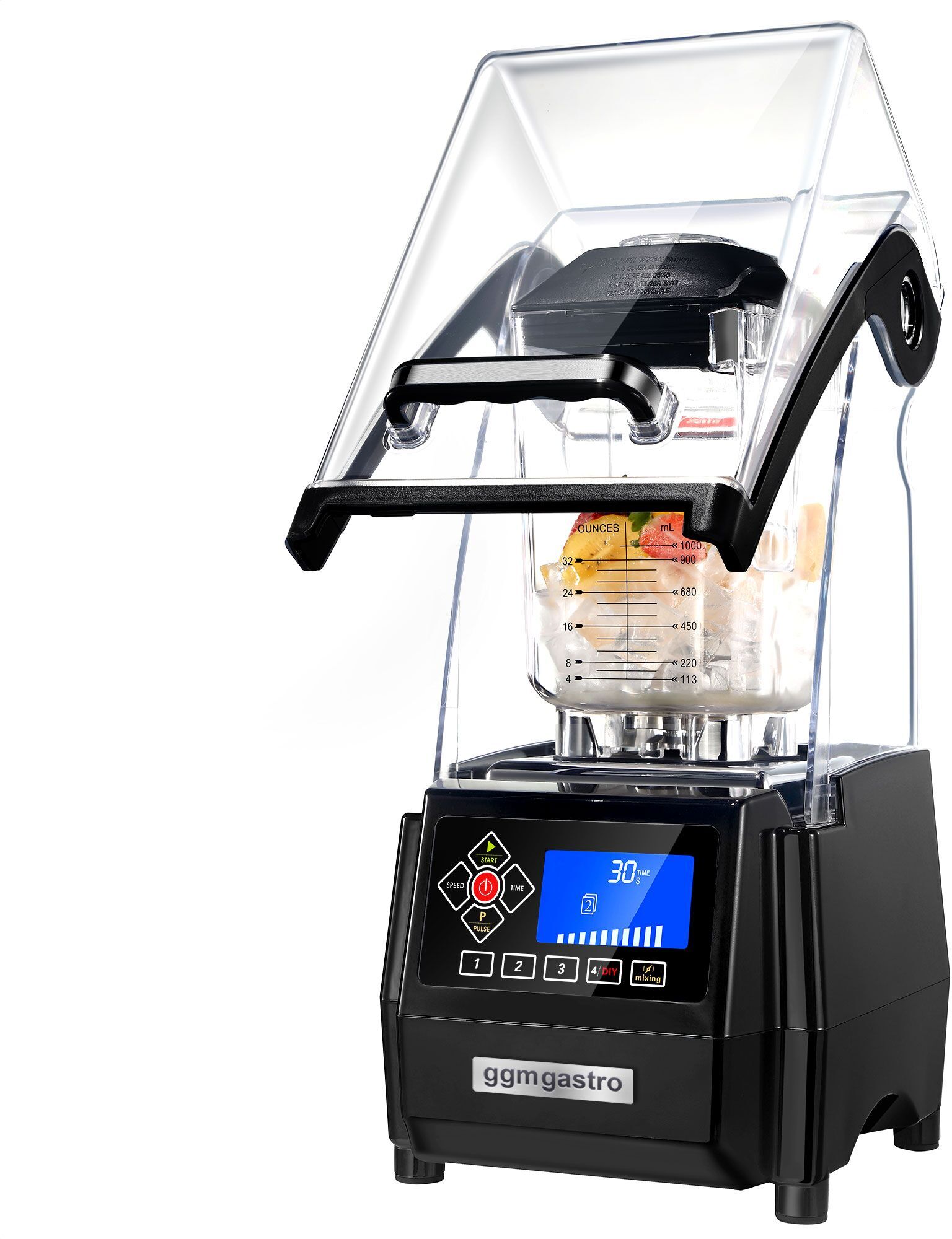 GGM Gastro Professionele bar blender met geluidskap - 2L - 1kW zwart