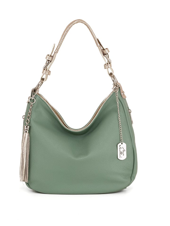 Anna Morellini Leder-Schultertasche "Fiorella" in Mint - (B)30 x (H)27 x (T)9 cm - onesize