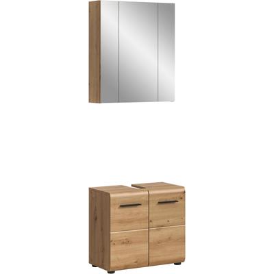 Badmöbel-Set WELLTIME "FLORENZ, 2-teilige Badkombination, hochwertige MDF-Front", braun (artisan oak nb), B:60cm H:185cm T:30cm, Holzwerkstoff, MDF, Kastenmöbel-Sets, Badmöbel-Set, Bad-Kombination, Bad-Möbel, Badezimmer, Kombination, Kombi