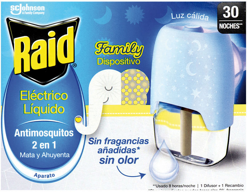 Raid Appareil ANTI-MOUSTIQUE Famille + recharge 30 nuits