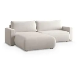 ECKSOFA TURIN P Creme Kordstoff mit Schlaffunktion