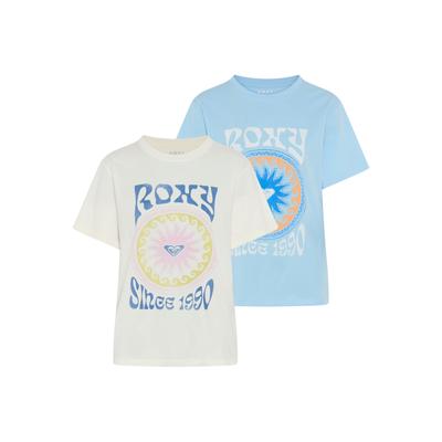 T-Shirt ROXY "O HANGLOOSE BALI WAVE", Damen, Gr. S, bunt (ass blau), Jersey, Obermaterial: 100% Baumwolle, Rundhals, Shirts T-Shirt, 2-teilig, Kurzarm, sportlich