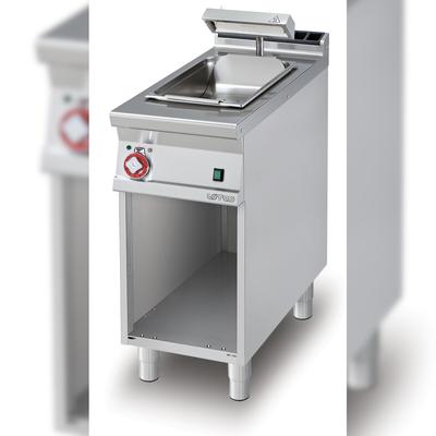 Einphasen-Infrarot-Wärmespeicher mit offenem Fach. Wanne cm 30,5x51 h16,5 mit perforiertem Zwischenboden. Maße 40x90 h90 cm. Modell BS-94EM