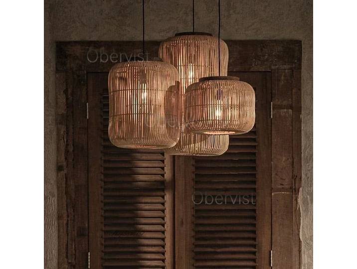 Lampe suspendue en rotin tressé japonais Wabi Sabi pour salon de thé, restaurant, salon, décoration intérieure