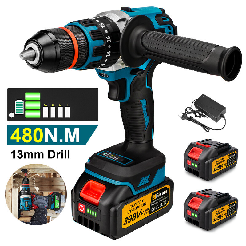 GISAM Borstelloze Elektrische Slagboormachine en Accuboormachine 480 N.m voor Makita 18V Accu-pin