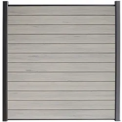 KAHRS WPC Zaunfeld-Set "Berlin", steingrau, 12 Zaunbretter 20x161 mm, inkl. Alustart- & Endleiste in anthrazitbraun + Fixierungsstange (exkl. Pfosten), 180x180 cm