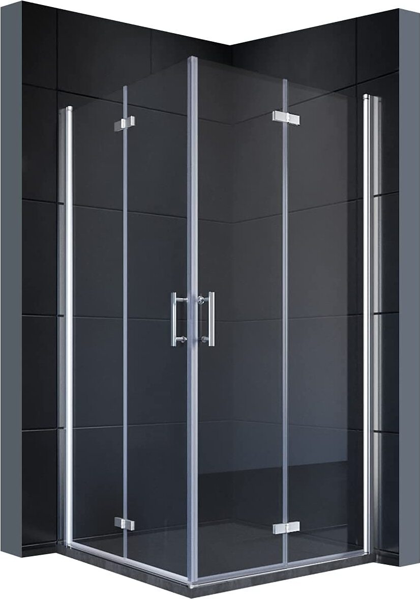 SONNI Duschkabine 120x120x195cm Eckeinstieg Bad Eckdusche Pendeltür Falttür Nano Glas Drehfalttür 180o