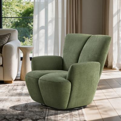 Art Leon Modern Linen-Blend Upholstered Armchair Swivel Accent Chair