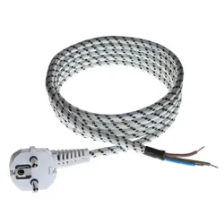 Anschlusskabel 2m mit Winkelstecker Uni-Schuko 250V 16A PPJ Weiß-Schwarz T-10873