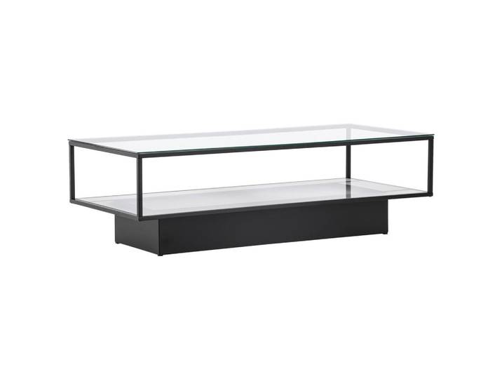Livetastic Couchtisch, Schwarz, Metall, Glas, rechteckig, würfelförmig, 60x37.5x130 cm, Stauraum, Wohnzimmer, Wohnzimmertische, Couchtische, Couchtische mit Stauraum