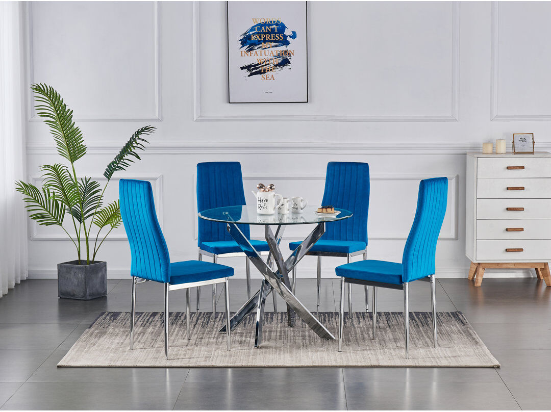 Ivy Bronx 4 - Person Dining Set Blue