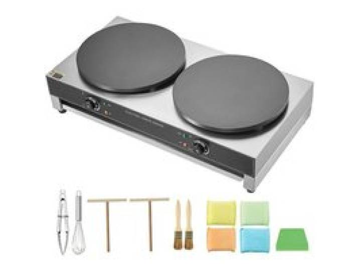 Crêpière Électrique-Duoku- Double Tête de 16 Pouces- 6000 W- Acier Inoxydable Antiadhésif- Contrôle de la Température