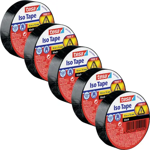 Tesa 56192-00502-23 Isolierband tesa Schwarz (L x B) 10m x 15mm 5St.