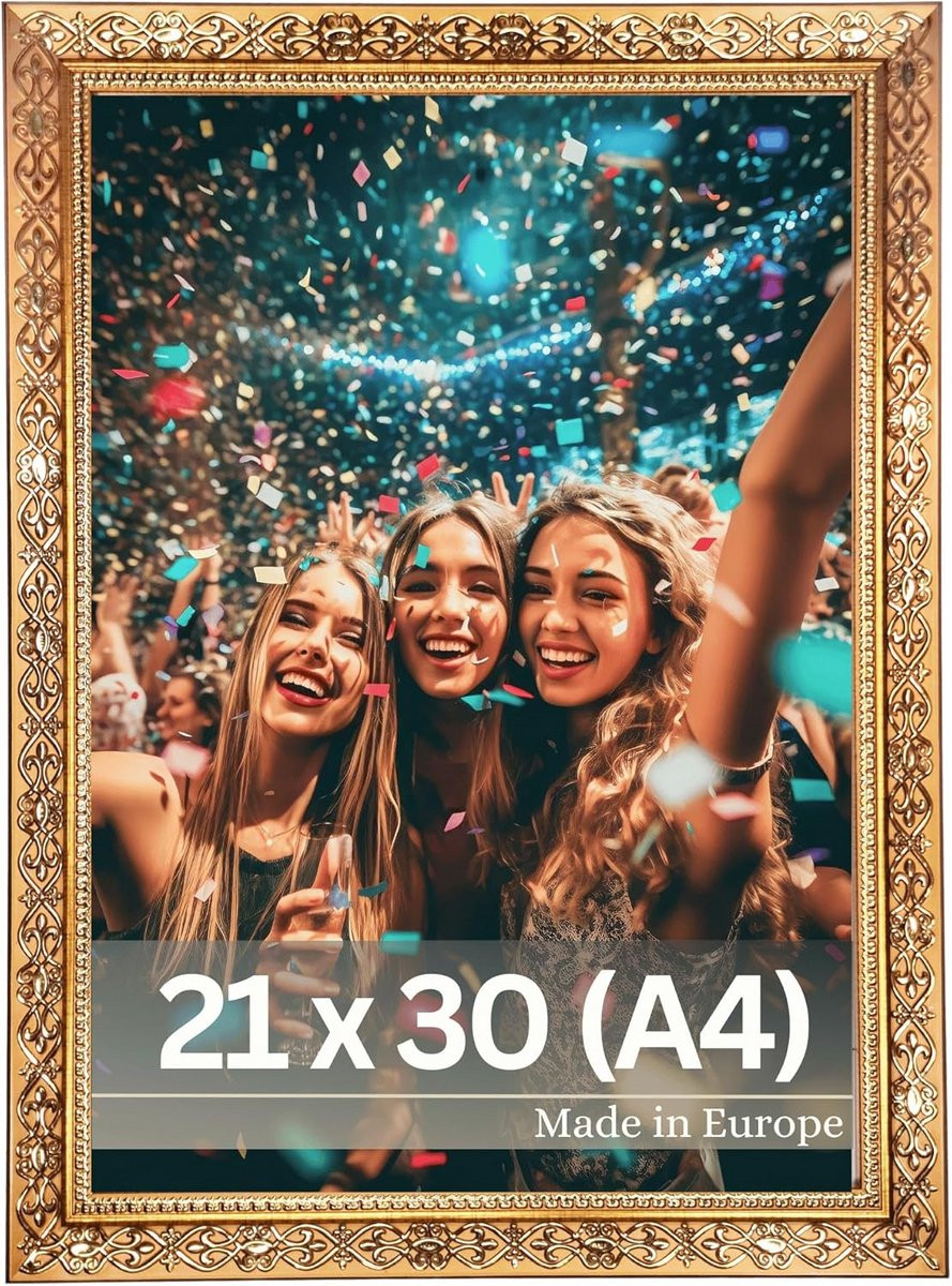 Barokke Fotolijst Goud 21x30 cm (A4) met Acrylglas - Antieke Stijl