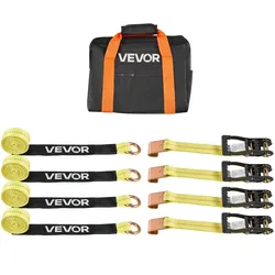 VEVOR Radspanngurt Befestigungsgurt (50,8 x 3048 mm) mit flachem Haken & 4540 kg Zugfestigkeit & 1512 kg Tragfähigkeit, Motorrad-Spannsystem Radsicherungsgurt Reifengurt für SUVs Anhänger Gelb
