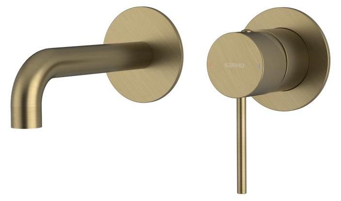 Sapho ULTRAMIX 2-Element Waschbeckenarmatur, Auslauf 15cm, Gold matt