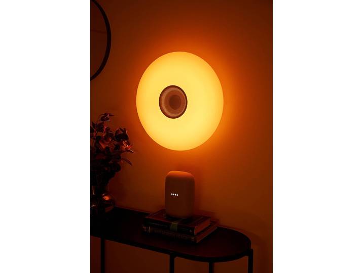 Deckenleuchte Djay Smart Ø 40cm Weiß Stahl, gebürstet Polyester PVC Nicht austauschbare LEDs LED-Platine