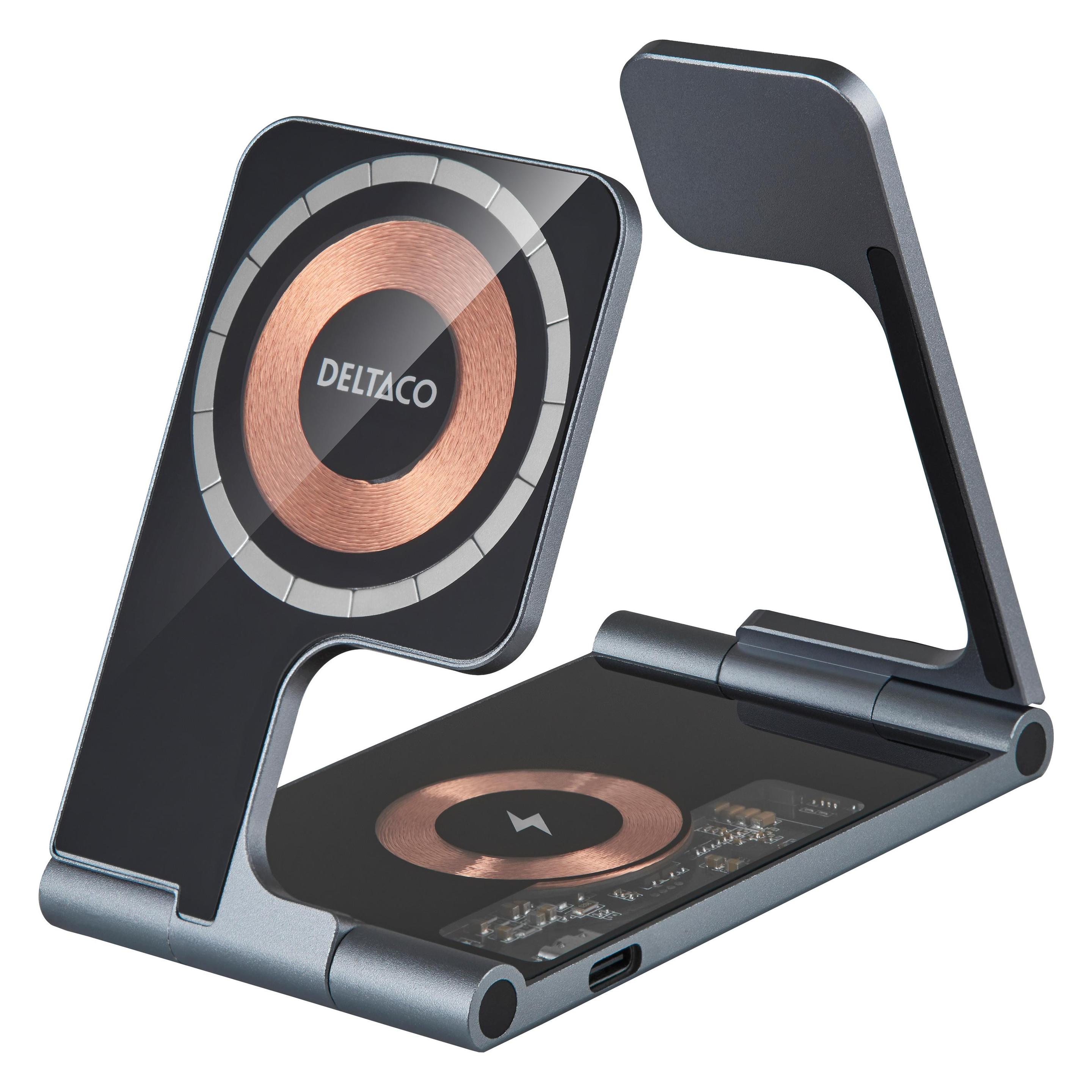 Deltaco 3-in-1 wireless charger 18W faltbar (18 W) (QI-1047)