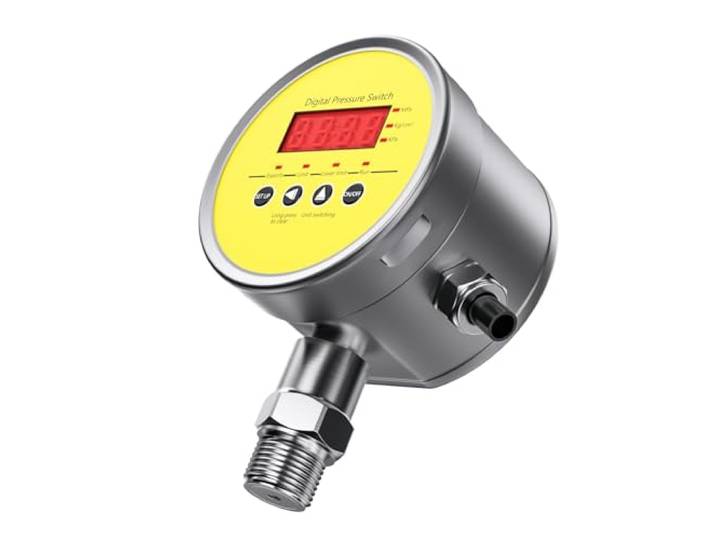 Manometer, Edelstahl-Druckschalter, 2 Relais, LED, digitaler Drucktransmitter, intelligenter Druckalarm-Controller(0-2.5Mpa)