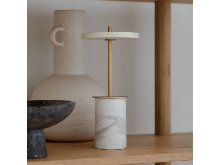 Asteria Move Portable Lampe de Table Mini White Marble - UMAGE Asteria Move Mini - Terrasse - Design - Pierre - Avec abat-jour